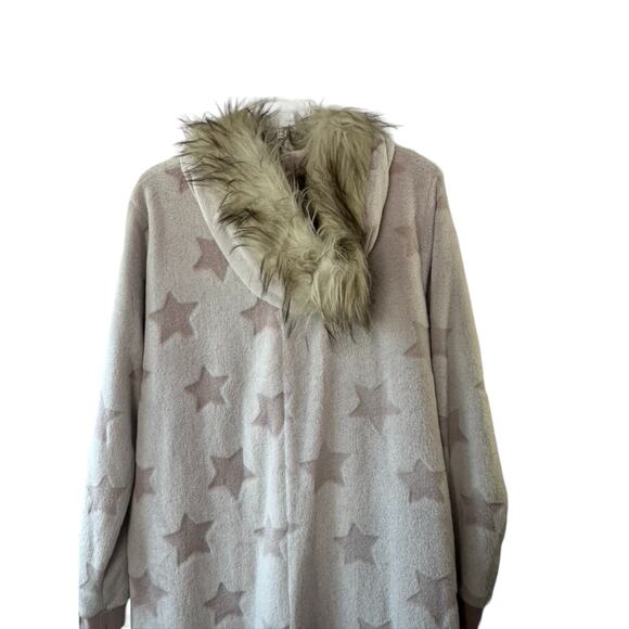 Secret Treasured SOFT Pink Star Print Half Zip Footless Hooded Pajamas XL 16/18 - Picture 6 of 12